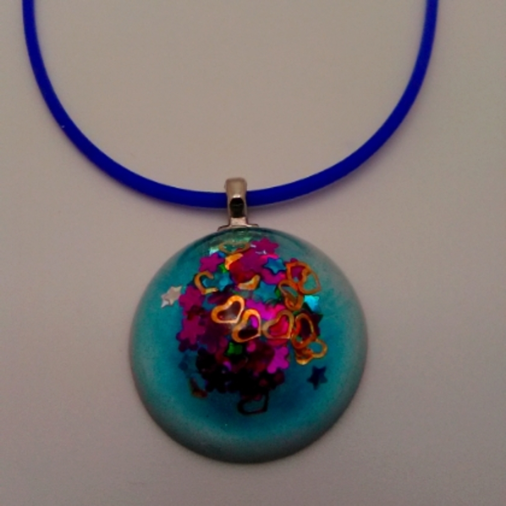 Resin Blue Dome Necklace
